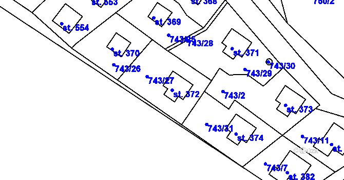 Parcela st. 372 v KÚ Pastviny u Klášterce nad Orlicí, Katastrální mapa
