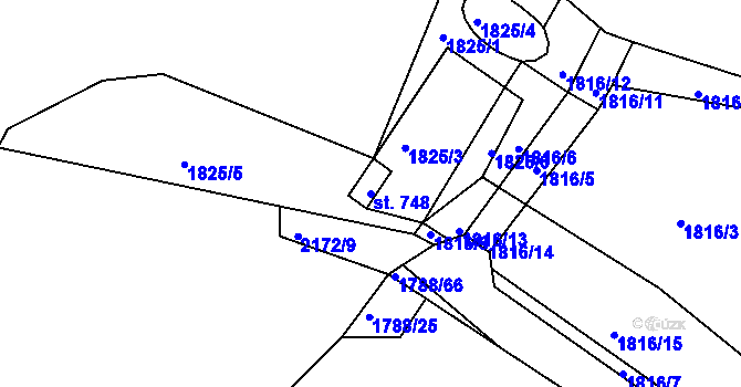 Parcela st. 748 v KÚ Pastviny u Klášterce nad Orlicí, Katastrální mapa