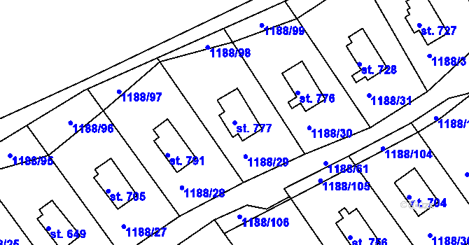 Parcela st. 777 v KÚ Pastviny u Klášterce nad Orlicí, Katastrální mapa