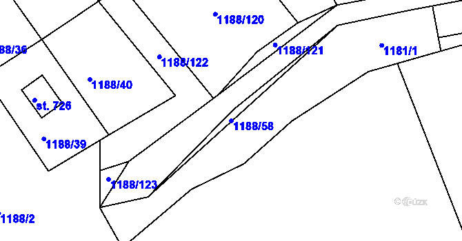 Parcela st. 1188/58 v KÚ Pastviny u Klášterce nad Orlicí, Katastrální mapa