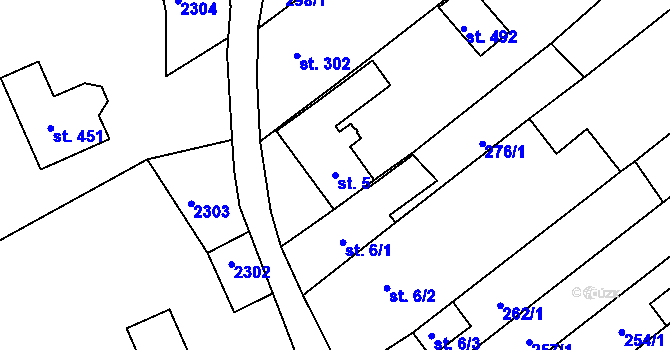 Parcela st. 5 v KÚ Pašovice na Moravě, Katastrální mapa
