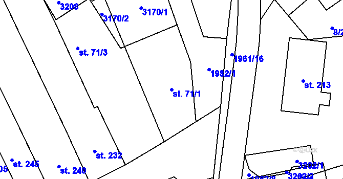 Parcela st. 71/1 v KÚ Pašovice na Moravě, Katastrální mapa