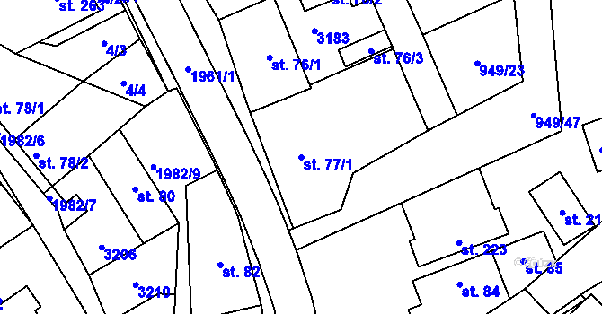 Parcela st. 77/1 v KÚ Pašovice na Moravě, Katastrální mapa