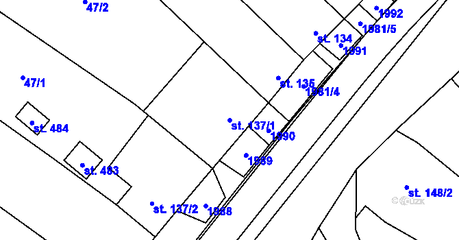Parcela st. 137/1 v KÚ Pašovice na Moravě, Katastrální mapa