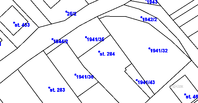 Parcela st. 284 v KÚ Pašovice na Moravě, Katastrální mapa
