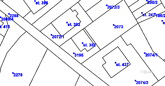 Parcela st. 352 v KÚ Pašovice na Moravě, Katastrální mapa