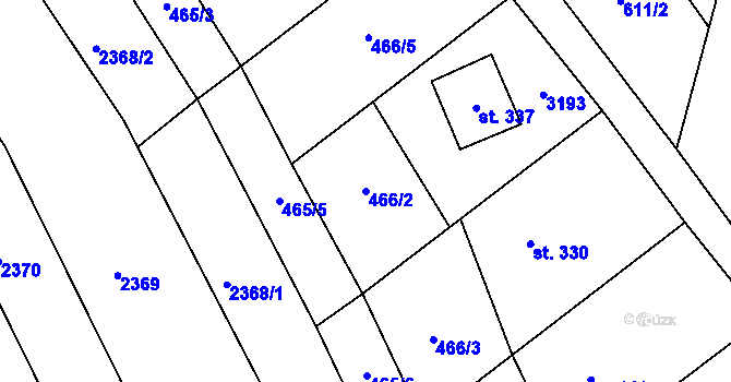 Parcela st. 466/2 v KÚ Pašovice na Moravě, Katastrální mapa