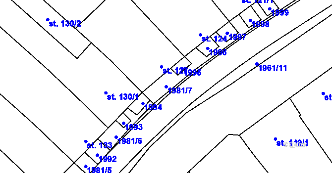 Parcela st. 1981/7 v KÚ Pašovice na Moravě, Katastrální mapa