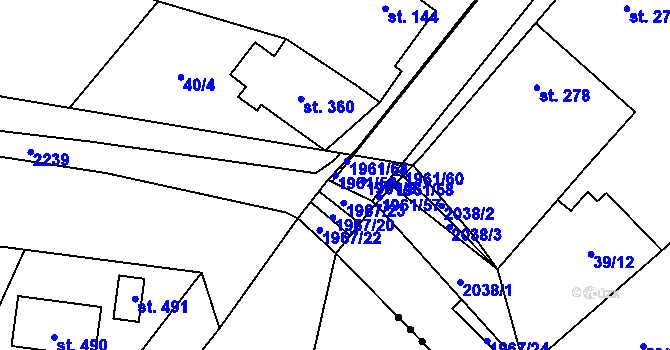 Parcela st. 1961/59 v KÚ Pašovice na Moravě, Katastrální mapa