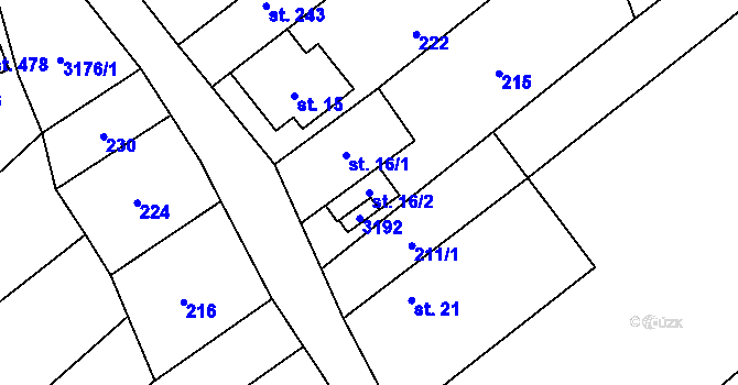 Parcela st. 16/2 v KÚ Pašovice na Moravě, Katastrální mapa