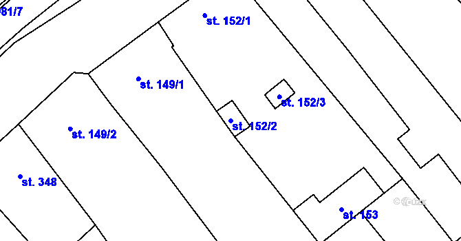 Parcela st. 152/2 v KÚ Pašovice na Moravě, Katastrální mapa