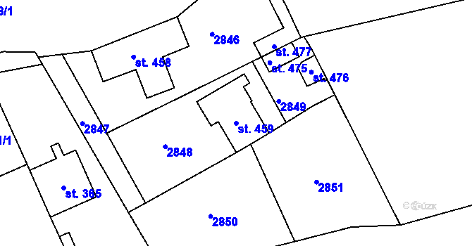 Parcela st. 459 v KÚ Pašovice na Moravě, Katastrální mapa