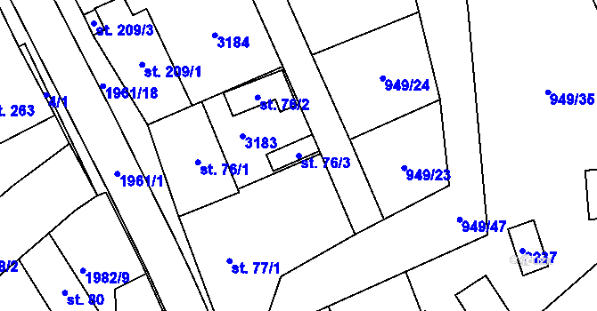 Parcela st. 76/3 v KÚ Pašovice na Moravě, Katastrální mapa