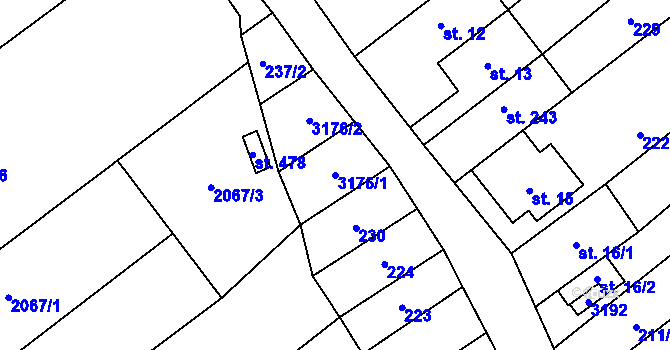 Parcela st. 3176/1 v KÚ Pašovice na Moravě, Katastrální mapa