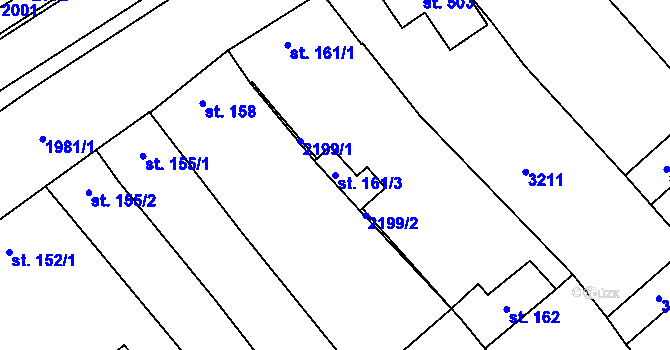 Parcela st. 161/3 v KÚ Pašovice na Moravě, Katastrální mapa
