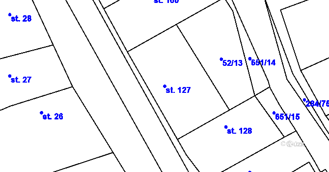 Parcela st. 127 v KÚ Pátek u Poděbrad, Katastrální mapa