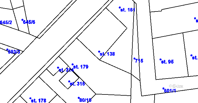 Parcela st. 138 v KÚ Pátek u Poděbrad, Katastrální mapa