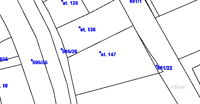 Parcela st. 147 v KÚ Pátek u Poděbrad, Katastrální mapa