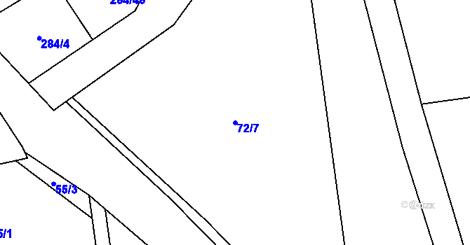 Parcela st. 72/7 v KÚ Pátek u Poděbrad, Katastrální mapa