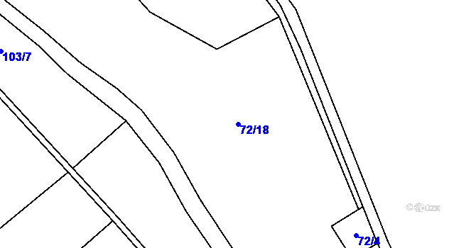 Parcela st. 72/18 v KÚ Pátek u Poděbrad, Katastrální mapa