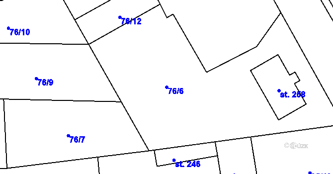 Parcela st. 76/6 v KÚ Pátek u Poděbrad, Katastrální mapa