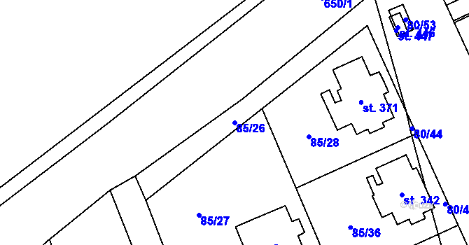 Parcela st. 85/26 v KÚ Pátek u Poděbrad, Katastrální mapa