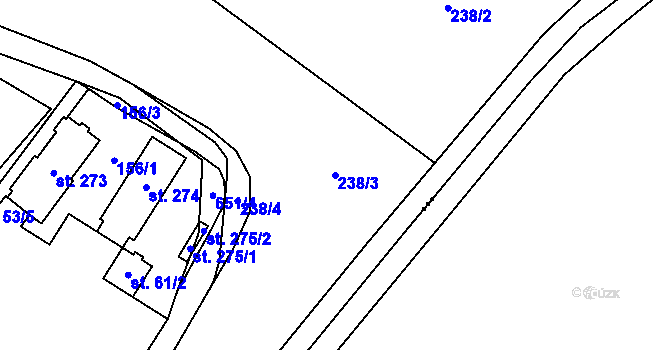 Parcela st. 238/3 v KÚ Pátek u Poděbrad, Katastrální mapa