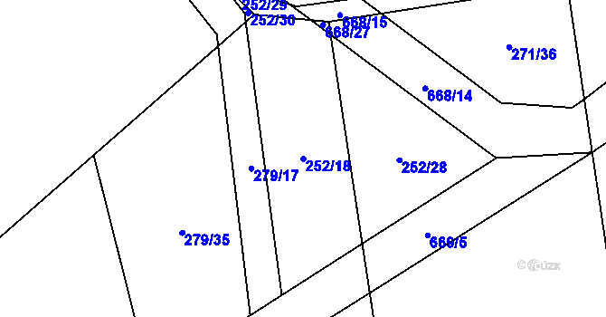 Parcela st. 252/18 v KÚ Pátek u Poděbrad, Katastrální mapa