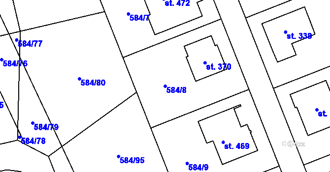 Parcela st. 584/8 v KÚ Pátek u Poděbrad, Katastrální mapa