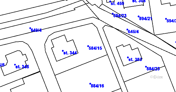 Parcela st. 584/15 v KÚ Pátek u Poděbrad, Katastrální mapa