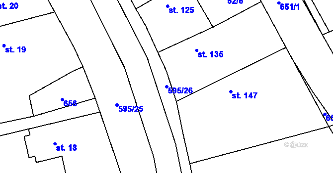 Parcela st. 595/26 v KÚ Pátek u Poděbrad, Katastrální mapa
