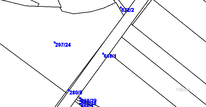 Parcela st. 618/1 v KÚ Pátek u Poděbrad, Katastrální mapa