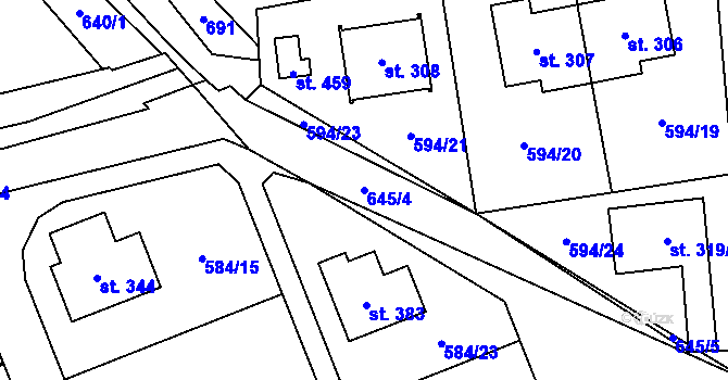 Parcela st. 645/4 v KÚ Pátek u Poděbrad, Katastrální mapa