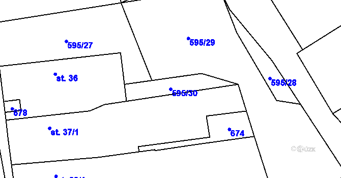 Parcela st. 595/30 v KÚ Pátek u Poděbrad, Katastrální mapa