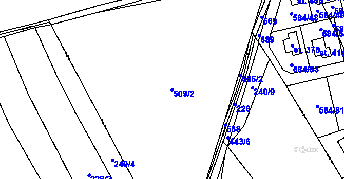Parcela st. 509/2 v KÚ Pátek u Poděbrad, Katastrální mapa