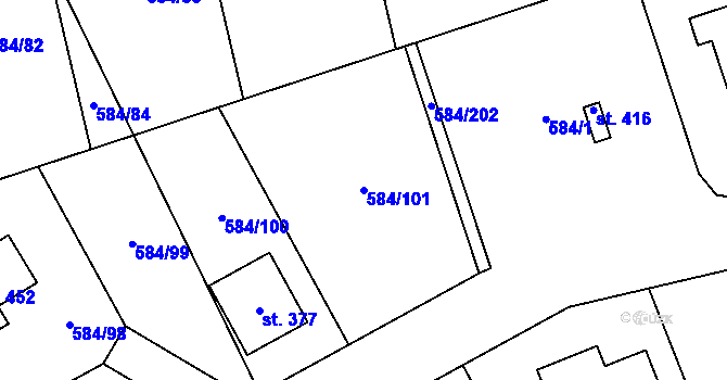 Parcela st. 584/101 v KÚ Pátek u Poděbrad, Katastrální mapa