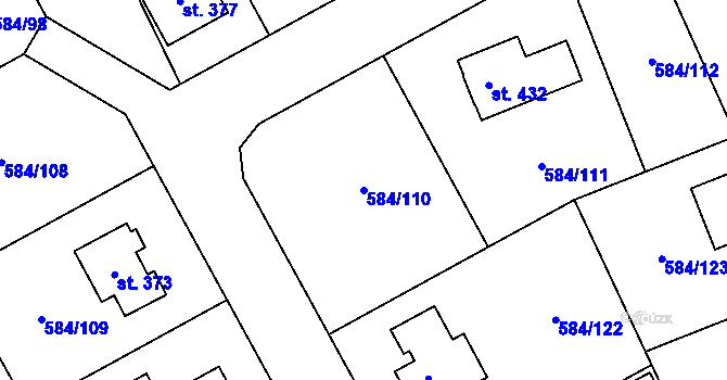 Parcela st. 584/110 v KÚ Pátek u Poděbrad, Katastrální mapa