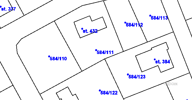 Parcela st. 584/111 v KÚ Pátek u Poděbrad, Katastrální mapa