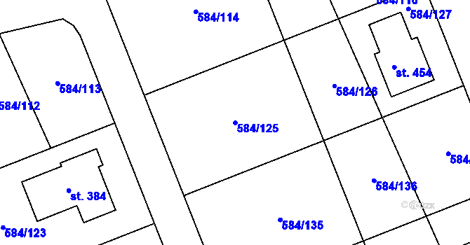 Parcela st. 584/125 v KÚ Pátek u Poděbrad, Katastrální mapa