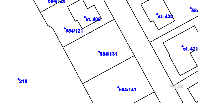 Parcela st. 584/131 v KÚ Pátek u Poděbrad, Katastrální mapa