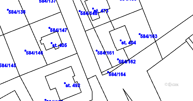 Parcela st. 584/161 v KÚ Pátek u Poděbrad, Katastrální mapa