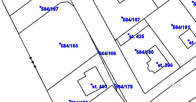 Parcela st. 584/166 v KÚ Pátek u Poděbrad, Katastrální mapa