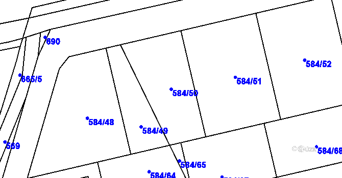 Parcela st. 584/50 v KÚ Pátek u Poděbrad, Katastrální mapa
