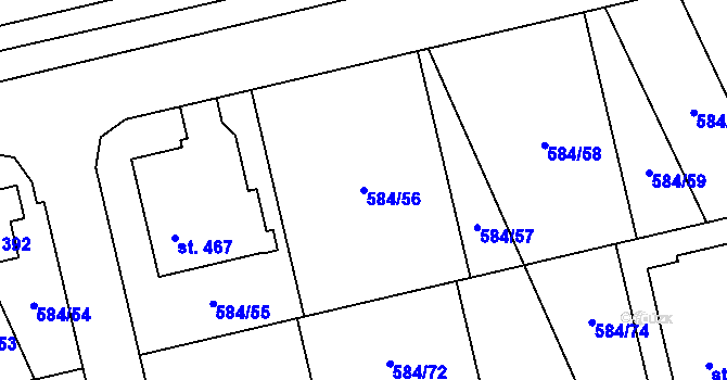 Parcela st. 584/56 v KÚ Pátek u Poděbrad, Katastrální mapa