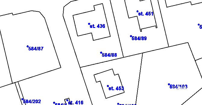 Parcela st. 584/88 v KÚ Pátek u Poděbrad, Katastrální mapa