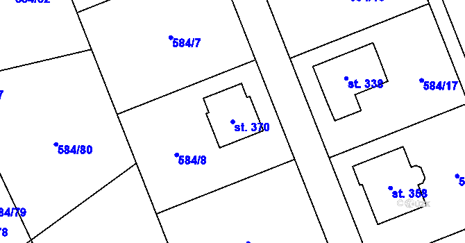 Parcela st. 370 v KÚ Pátek u Poděbrad, Katastrální mapa