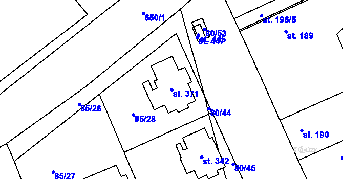 Parcela st. 371 v KÚ Pátek u Poděbrad, Katastrální mapa
