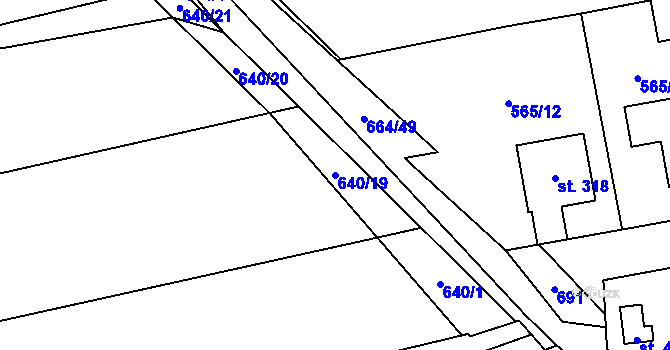 Parcela st. 640/19 v KÚ Pátek u Poděbrad, Katastrální mapa