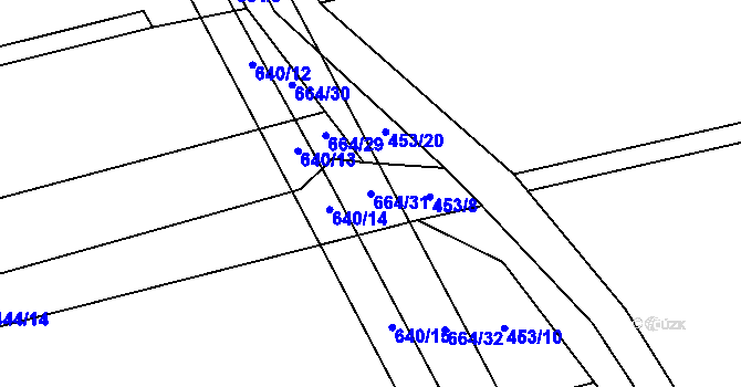 Parcela st. 664/31 v KÚ Pátek u Poděbrad, Katastrální mapa