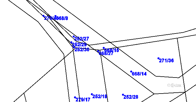 Parcela st. 668/27 v KÚ Pátek u Poděbrad, Katastrální mapa
